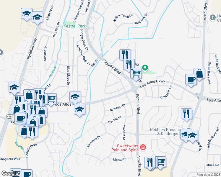 map of restaurants, bars, coffee shops, grocery stores, and more near 919 Ephedra Lane in Sparks