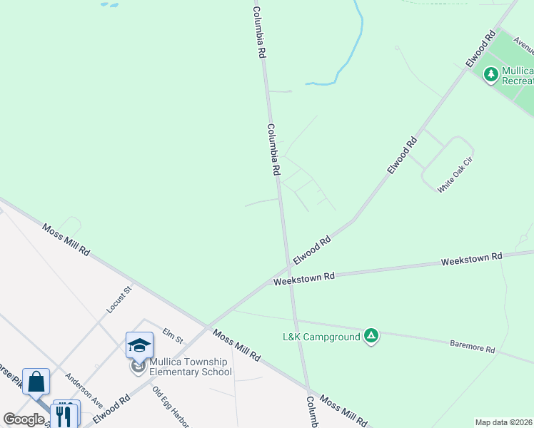 map of restaurants, bars, coffee shops, grocery stores, and more near 1034 Columbia Road in Hammonton