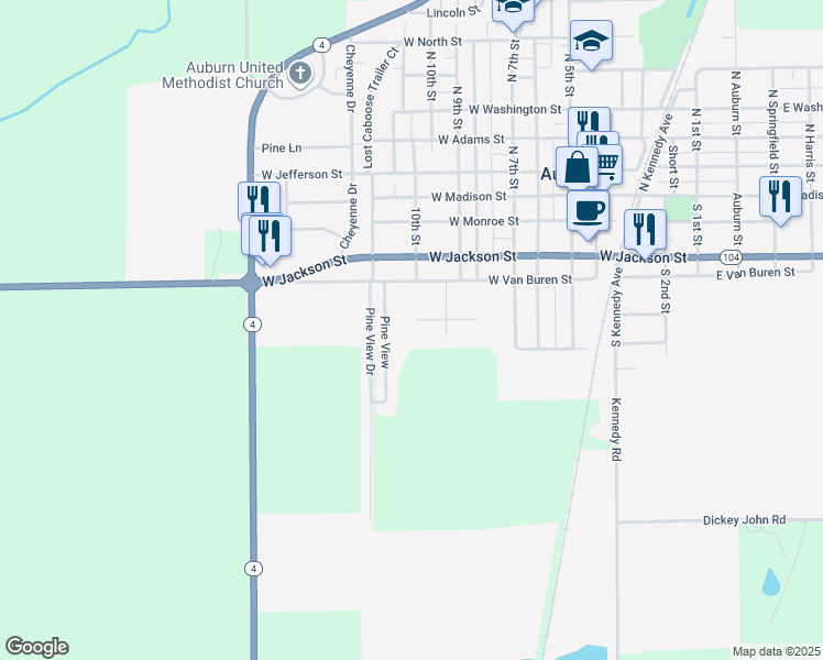 map of restaurants, bars, coffee shops, grocery stores, and more near 907 Redwood Drive in Auburn