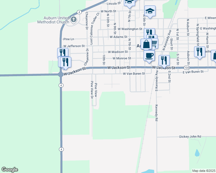 map of restaurants, bars, coffee shops, grocery stores, and more near 907 Redwood Drive in Auburn
