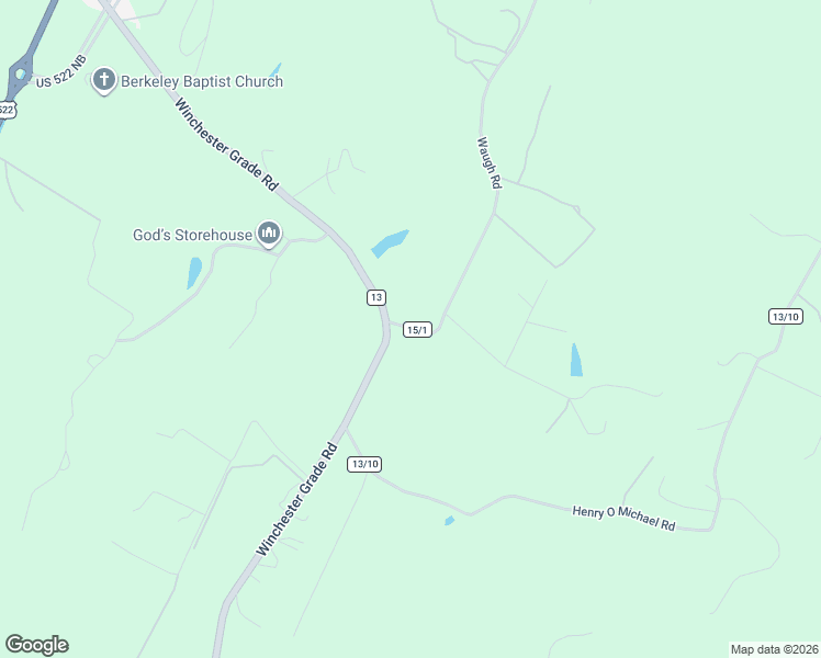 map of restaurants, bars, coffee shops, grocery stores, and more near 1055 Winchester Grade Road in Berkeley Springs