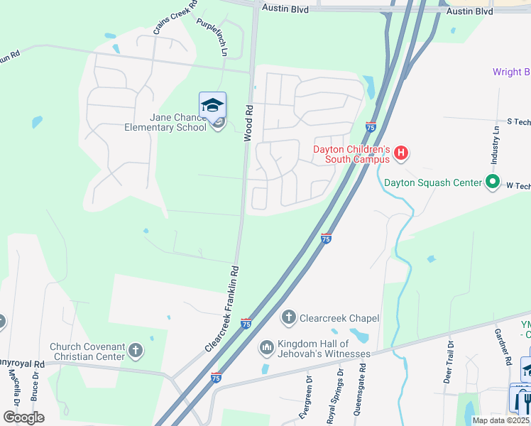 map of restaurants, bars, coffee shops, grocery stores, and more near 11201 Chestnut Square in Miamisburg