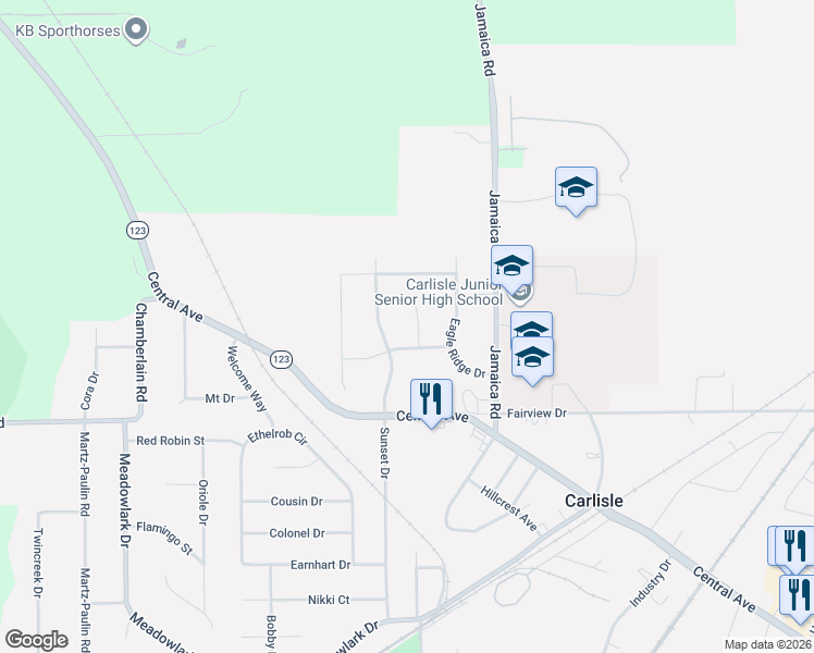 map of restaurants, bars, coffee shops, grocery stores, and more near 209 Quail Run Court in Carlisle