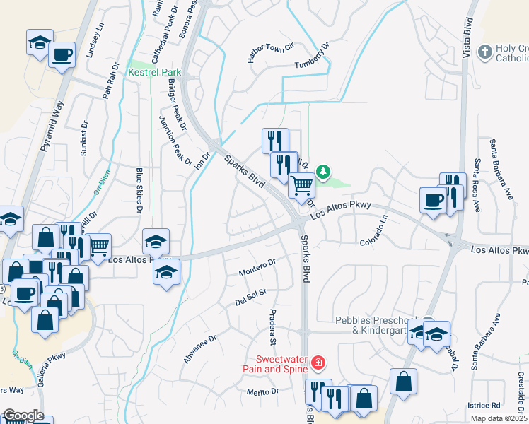 map of restaurants, bars, coffee shops, grocery stores, and more near 991 Ephedra Lane in Sparks