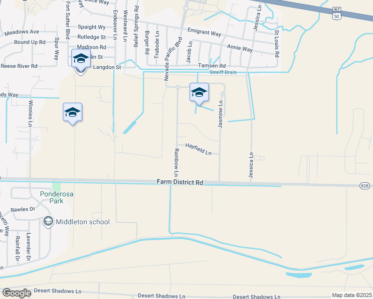 map of restaurants, bars, coffee shops, grocery stores, and more near 2259 Hayfield Lane in Fernley