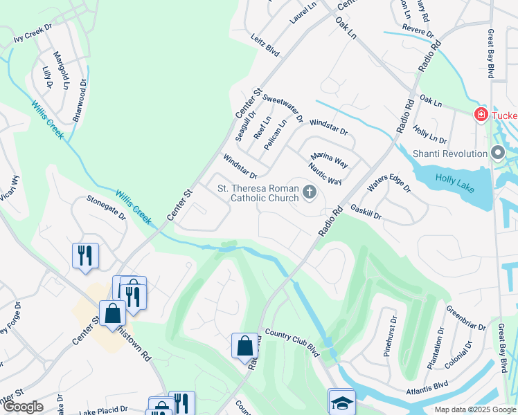 map of restaurants, bars, coffee shops, grocery stores, and more near 47 Pebble Beach Lane in Ocean County