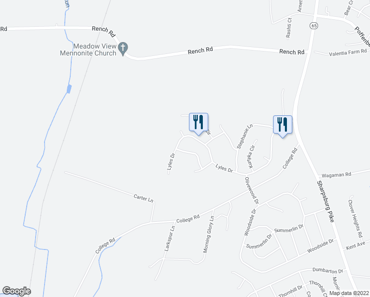 map of restaurants, bars, coffee shops, grocery stores, and more near 9933 Saint Roberts Drive in Hagerstown