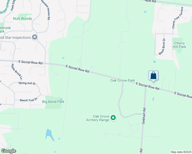 map of restaurants, bars, coffee shops, grocery stores, and more near 1548 East Social Row Road in Dayton