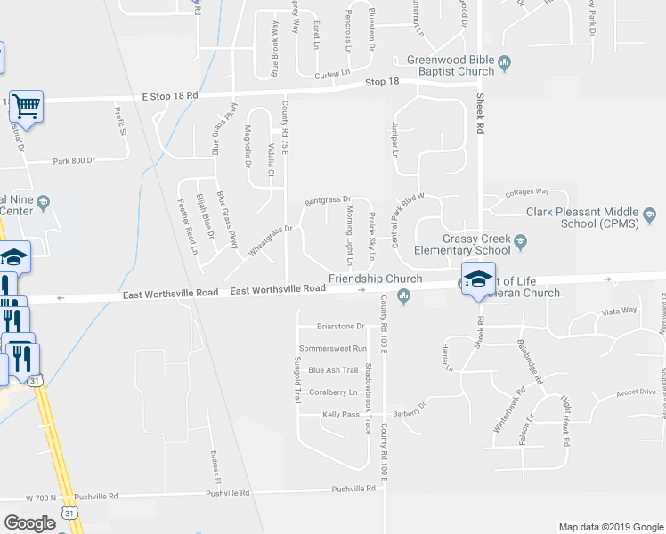map of restaurants, bars, coffee shops, grocery stores, and more near 944 Shenandoah Way in Greenwood