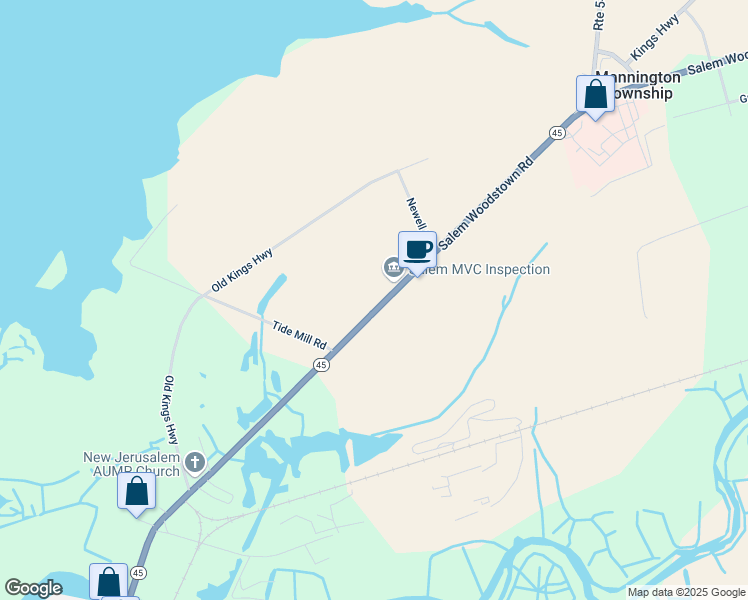 map of restaurants, bars, coffee shops, grocery stores, and more near 175 New Jersey 45 in Mannington Township