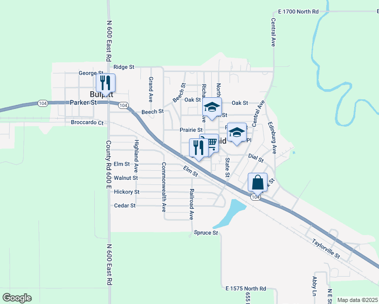map of restaurants, bars, coffee shops, grocery stores, and more near 402 Dial Street in Kincaid