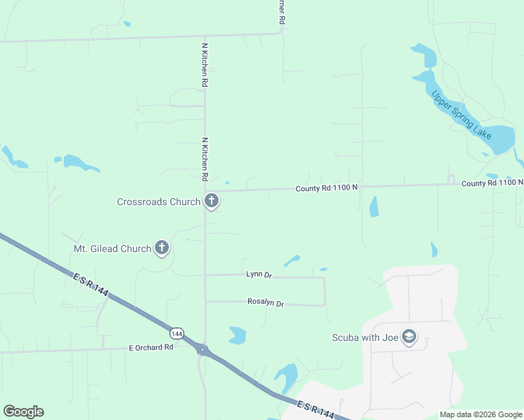 map of restaurants, bars, coffee shops, grocery stores, and more near 6271 County Road 1100 North in Mooresville