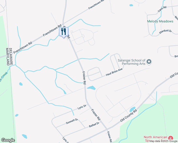 map of restaurants, bars, coffee shops, grocery stores, and more near 206 Margaux Circle in Newark