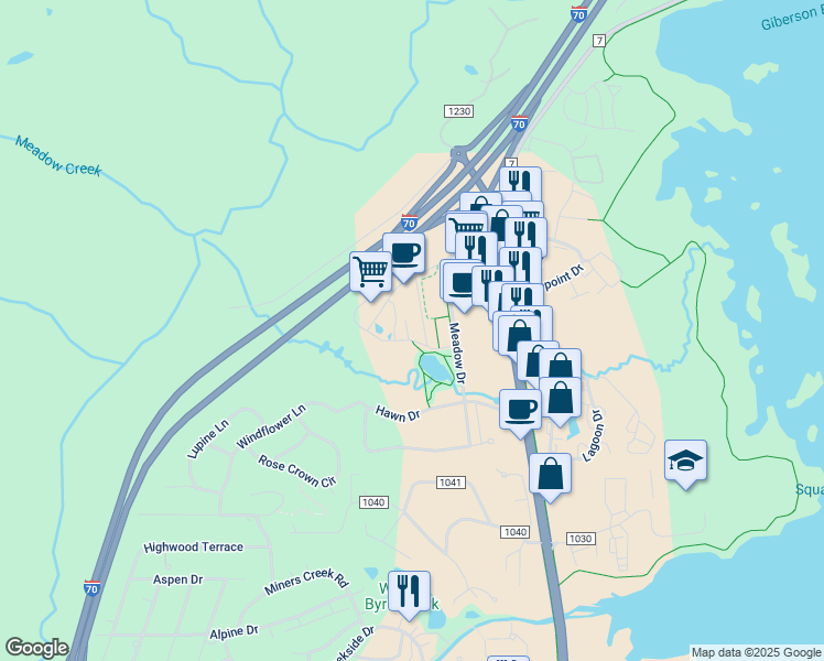 map of restaurants, bars, coffee shops, grocery stores, and more near 116 Basecamp Way in Frisco