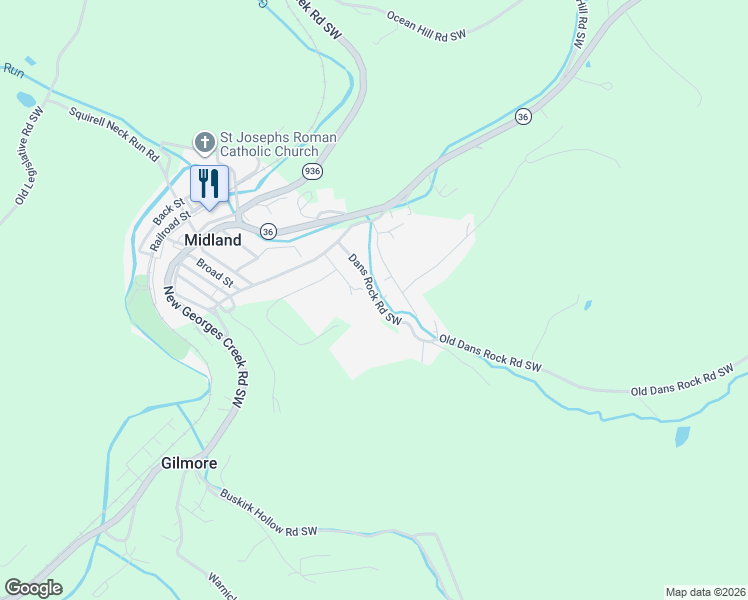 map of restaurants, bars, coffee shops, grocery stores, and more near 19506 McVeighs Alley in Midland
