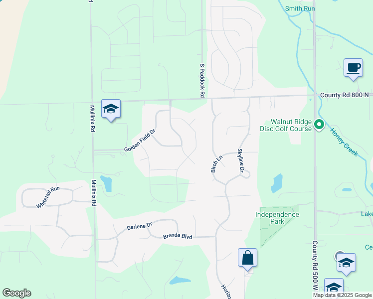 map of restaurants, bars, coffee shops, grocery stores, and more near 1819 Harness Drive in Greenwood