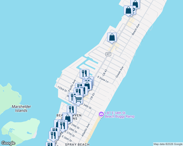 map of restaurants, bars, coffee shops, grocery stores, and more near 12704 Long Beach Boulevard in Long Beach