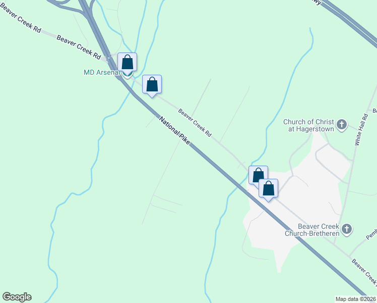 map of restaurants, bars, coffee shops, grocery stores, and more near 20013 National Pike in Hagerstown