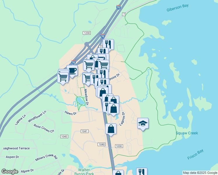 map of restaurants, bars, coffee shops, grocery stores, and more near 865 Summit Boulevard in Dillon