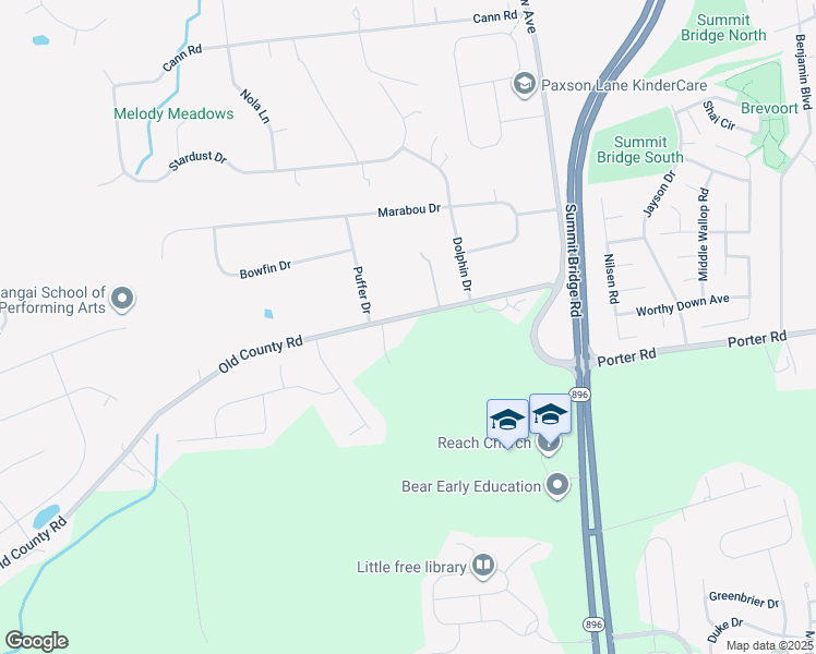 map of restaurants, bars, coffee shops, grocery stores, and more near 2526 Old County Road in Newark