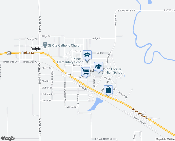 map of restaurants, bars, coffee shops, grocery stores, and more near in Kincaid