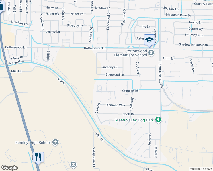 map of restaurants, bars, coffee shops, grocery stores, and more near 608 Red Opal Court in Fernley