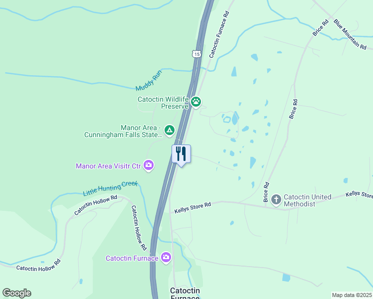 map of restaurants, bars, coffee shops, grocery stores, and more near 12907 Catoctin Furnace Road in Thurmont