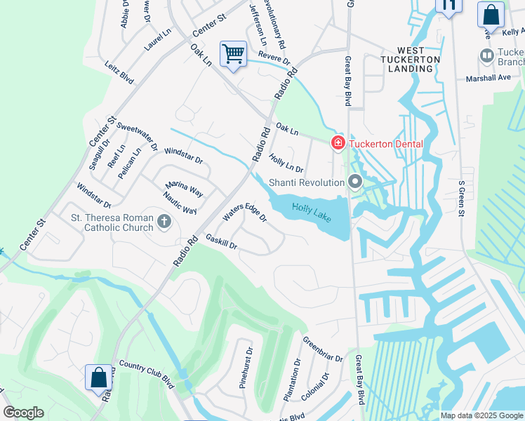 map of restaurants, bars, coffee shops, grocery stores, and more near 27 Waters Edge Drive in Little Egg Harbor Township