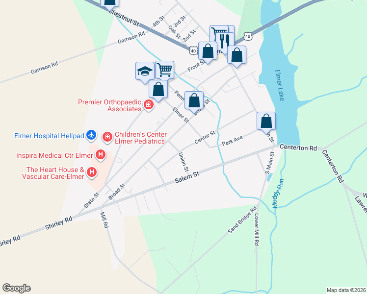 map of restaurants, bars, coffee shops, grocery stores, and more near 236 Broad Street in Elmer