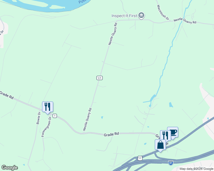 map of restaurants, bars, coffee shops, grocery stores, and more near 418 County Route 1/1 in Falling Waters