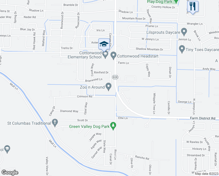 map of restaurants, bars, coffee shops, grocery stores, and more near 1065 Greenbrook Place in Fernley