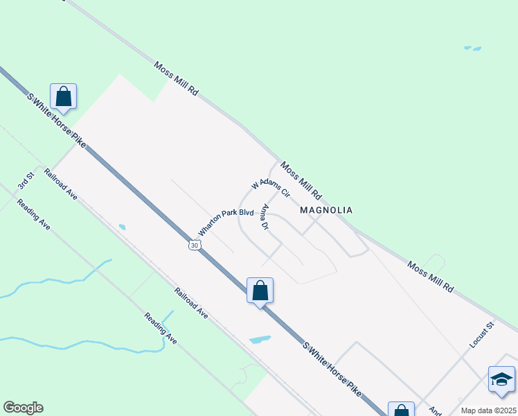 map of restaurants, bars, coffee shops, grocery stores, and more near 448 Wharton Park Boulevard in Hammonton