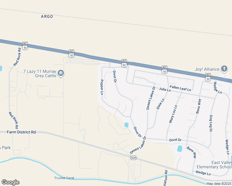 map of restaurants, bars, coffee shops, grocery stores, and more near 727 Divot Drive in Fernley