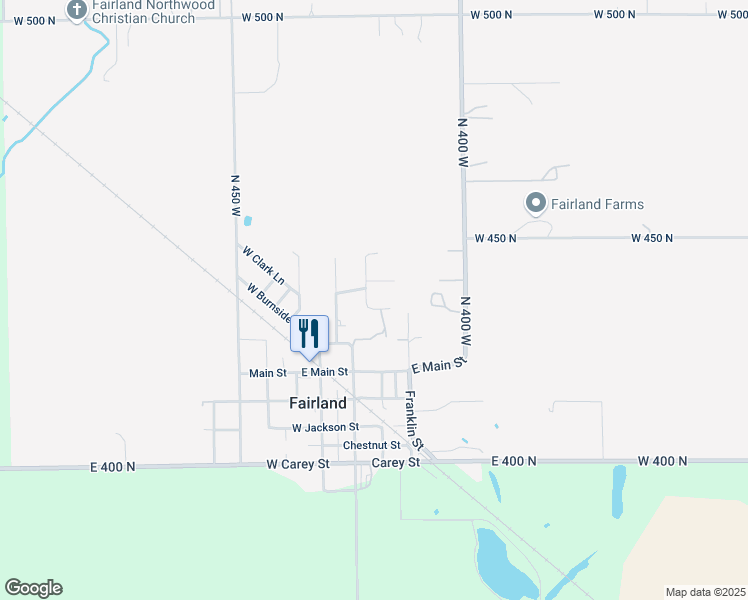 map of restaurants, bars, coffee shops, grocery stores, and more near 210 North Hickory Lane in Fairland
