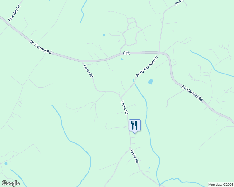 map of restaurants, bars, coffee shops, grocery stores, and more near 16920 Yeoho Road in Parkton