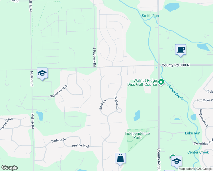 map of restaurants, bars, coffee shops, grocery stores, and more near 5310 Skyline Lane in Greenwood