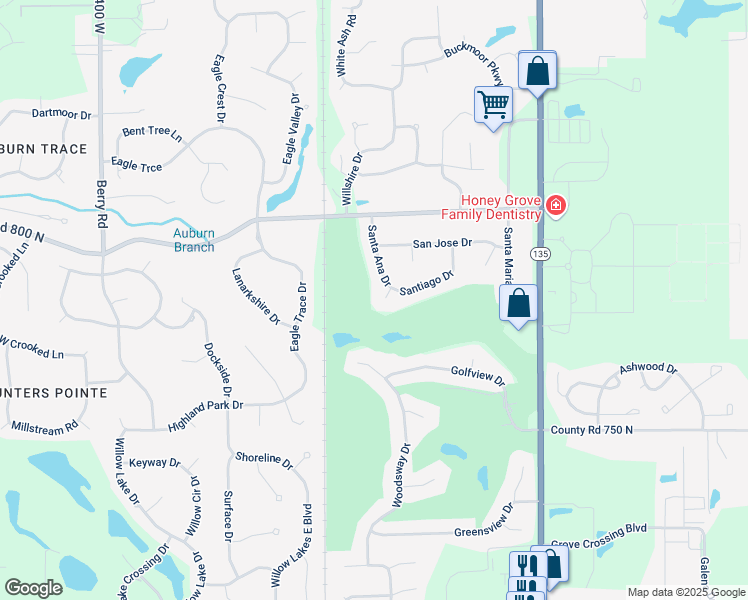 map of restaurants, bars, coffee shops, grocery stores, and more near 146 Plaza Granda Street in Greenwood