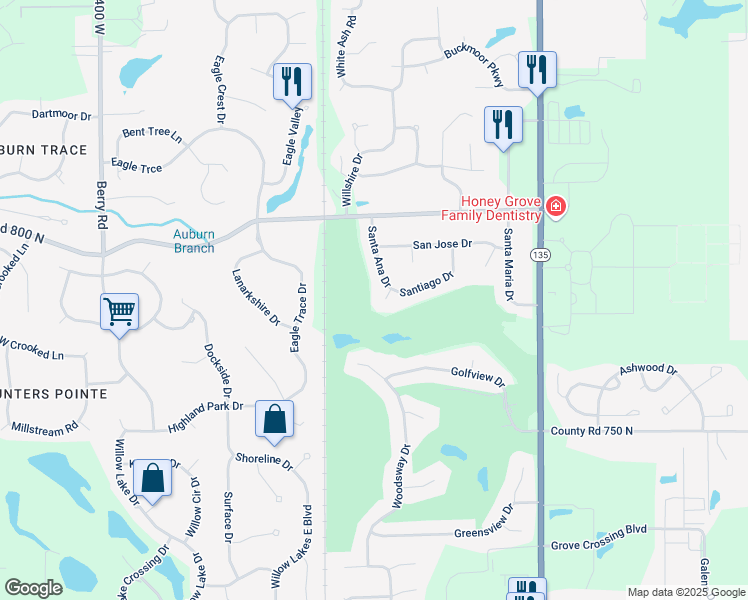 map of restaurants, bars, coffee shops, grocery stores, and more near 146 Plaza Granda Street in Greenwood