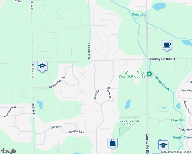 map of restaurants, bars, coffee shops, grocery stores, and more near 5310 Skyline Lane in Greenwood
