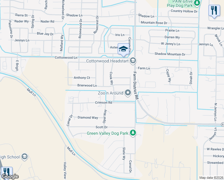 map of restaurants, bars, coffee shops, grocery stores, and more near 351 Cook Way in Fernley