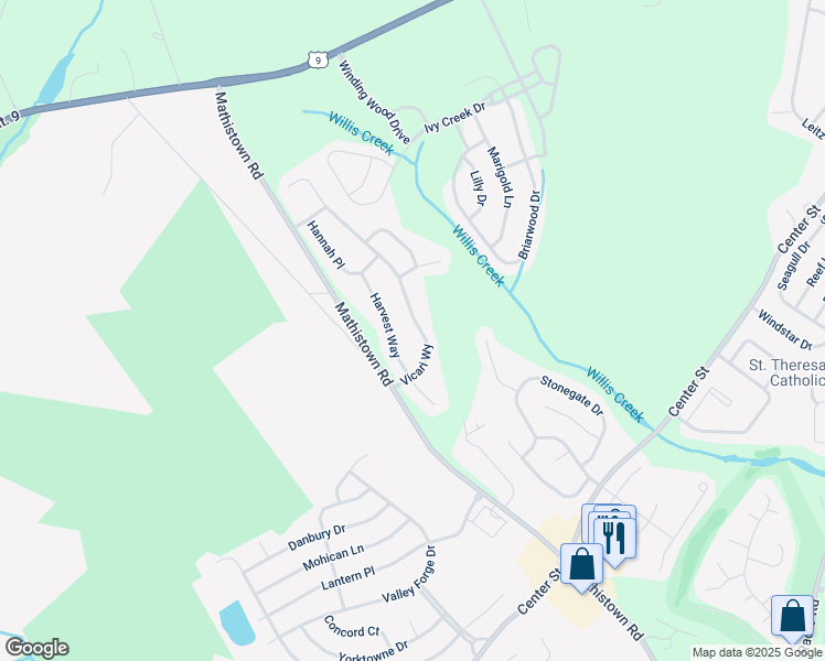 map of restaurants, bars, coffee shops, grocery stores, and more near 23 Vacari Way in Little Egg Harbor Township