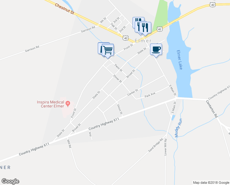 map of restaurants, bars, coffee shops, grocery stores, and more near 236 Broad Street in Elmer