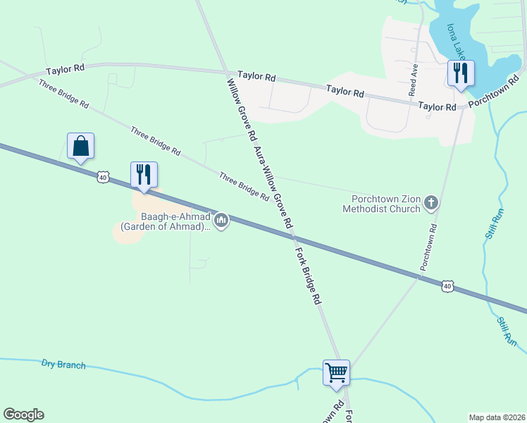 map of restaurants, bars, coffee shops, grocery stores, and more near 50 U.S. 40 in Upper Pittsgrove