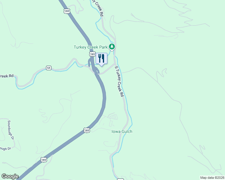 map of restaurants, bars, coffee shops, grocery stores, and more near 7034 US Highway 285 in Morrison