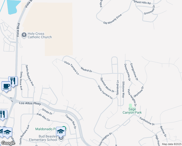 map of restaurants, bars, coffee shops, grocery stores, and more near 2237 Madrid Drive in Sparks