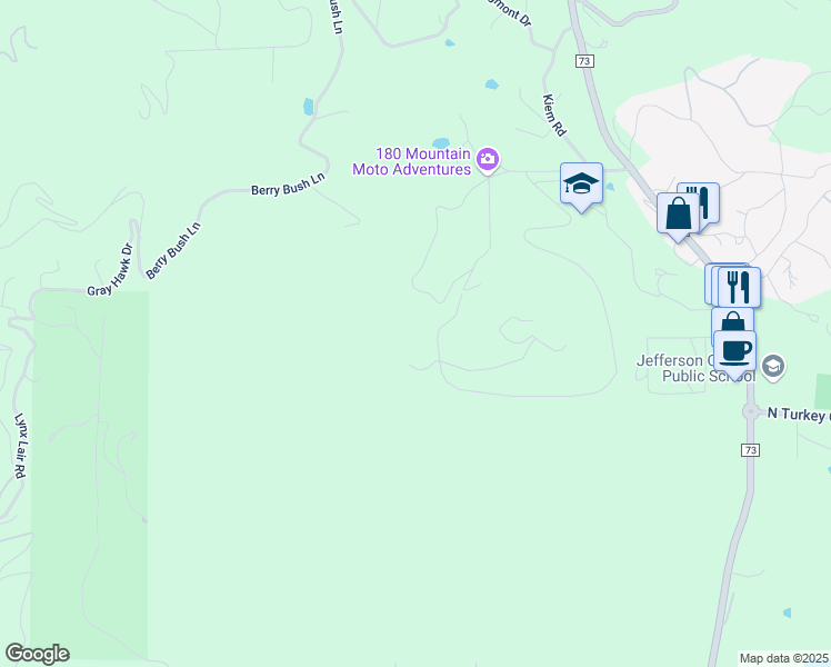 map of restaurants, bars, coffee shops, grocery stores, and more near 7072 Singing Springs Lane in Evergreen
