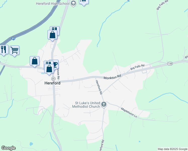 map of restaurants, bars, coffee shops, grocery stores, and more near 702 Monkton Road in Monkton