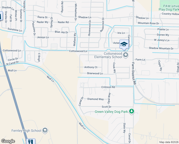 map of restaurants, bars, coffee shops, grocery stores, and more near 608 Red Opal Court in Fernley