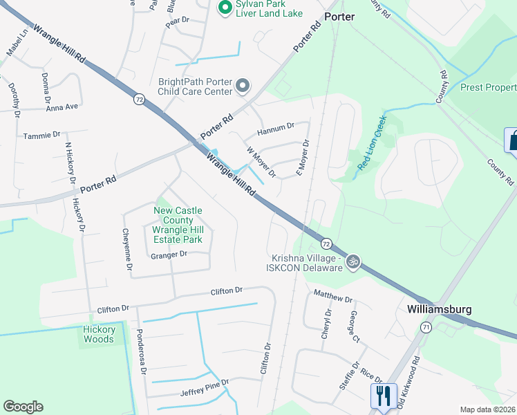 map of restaurants, bars, coffee shops, grocery stores, and more near 149 Carlotta Drive in Bear