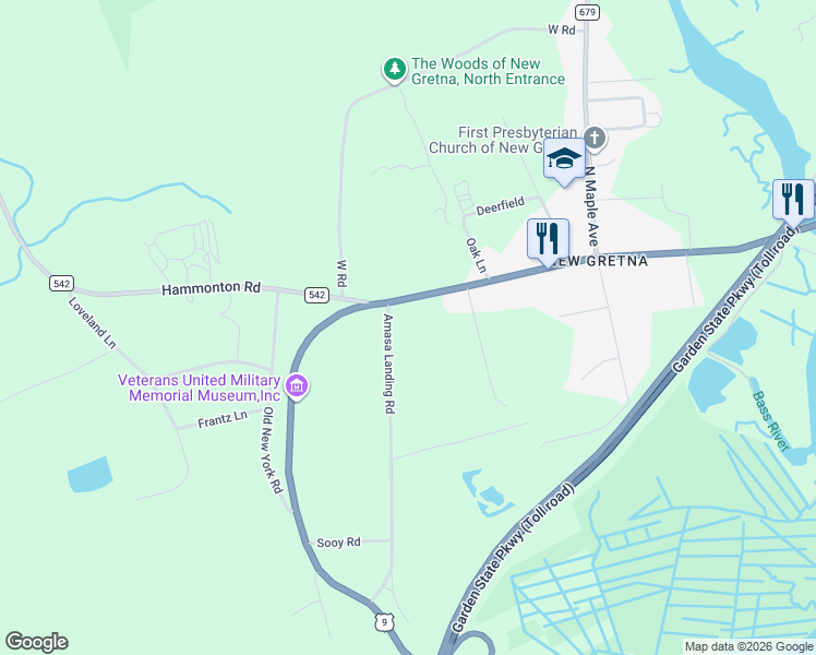 map of restaurants, bars, coffee shops, grocery stores, and more near 5614 U.S. 9 in Tuckerton